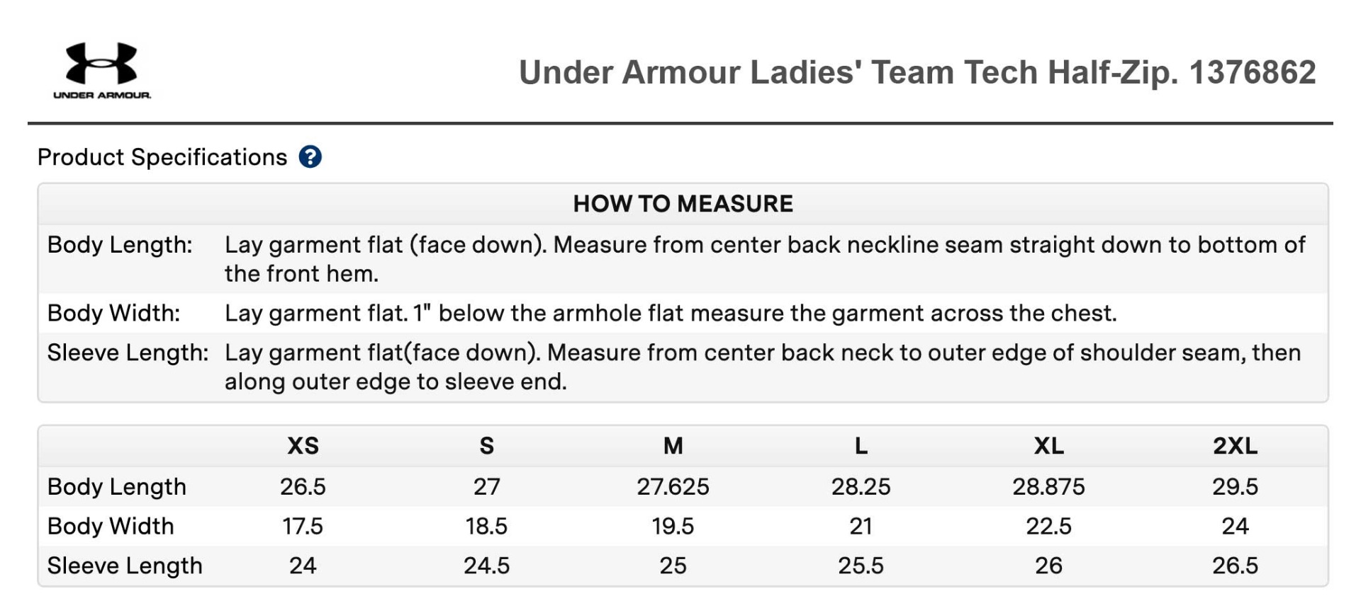 Sizing Chart