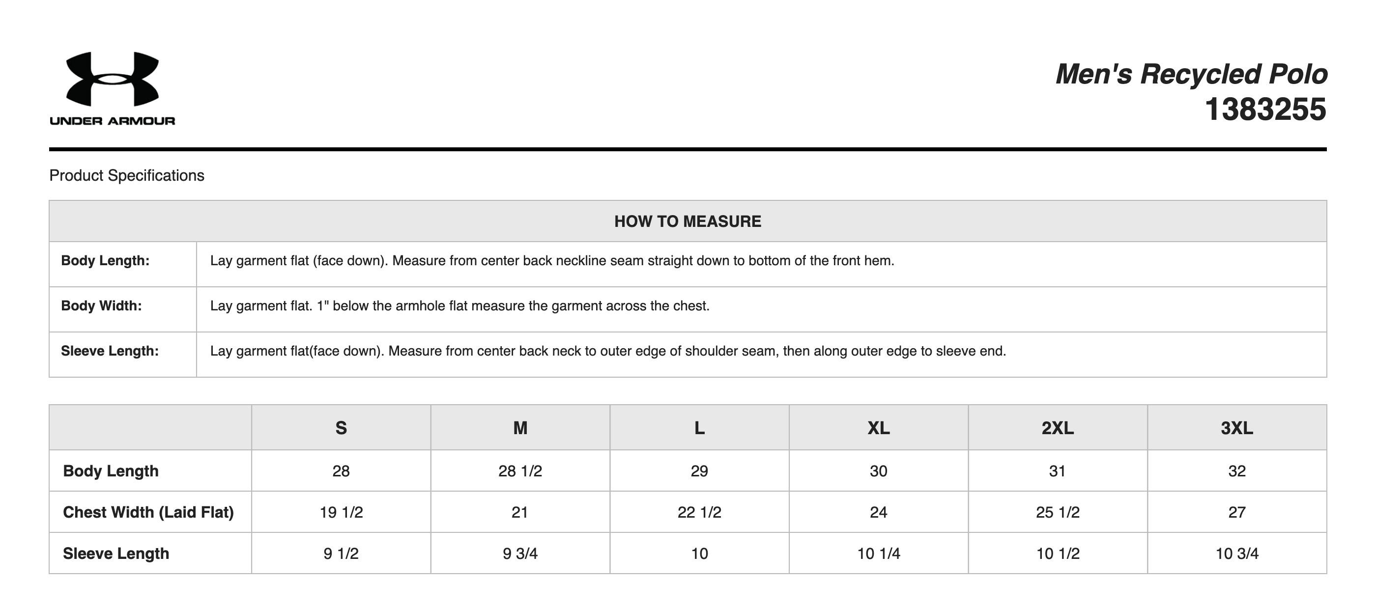 Sizing Chart