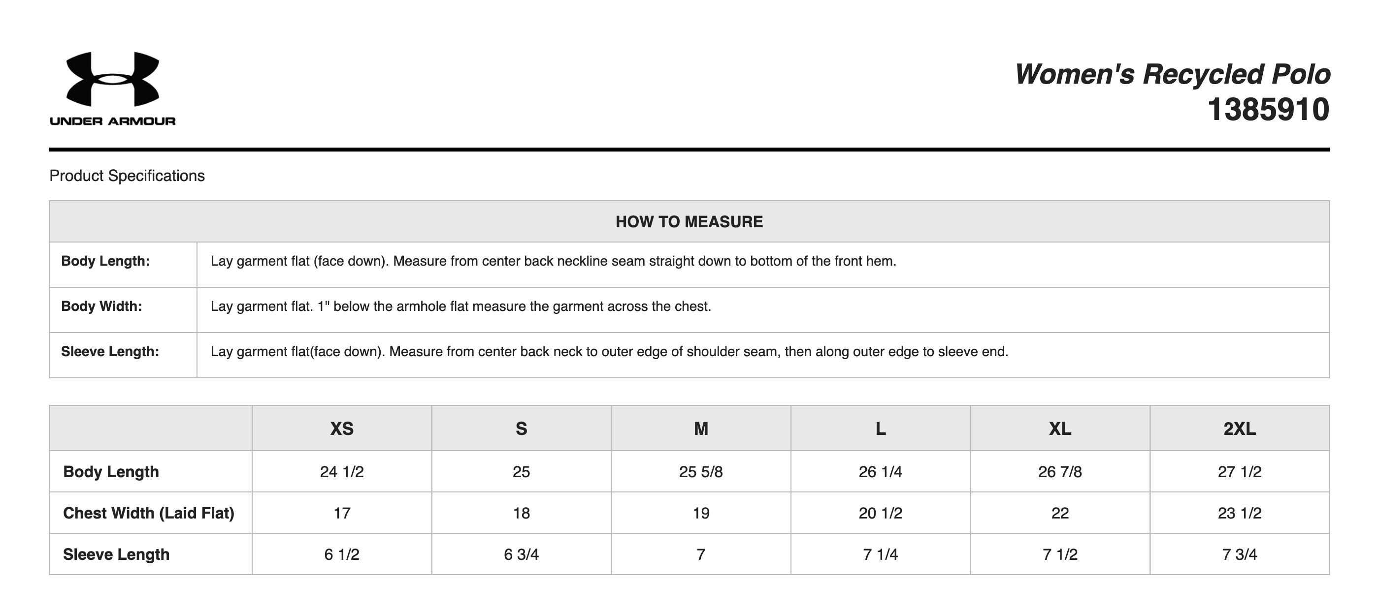 Sizing Chart