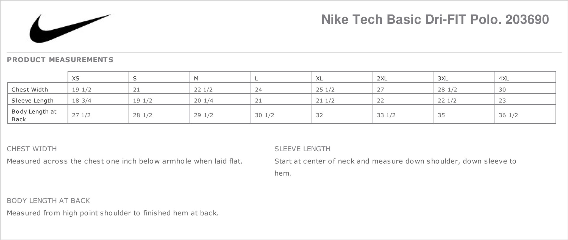 Sizing Chart