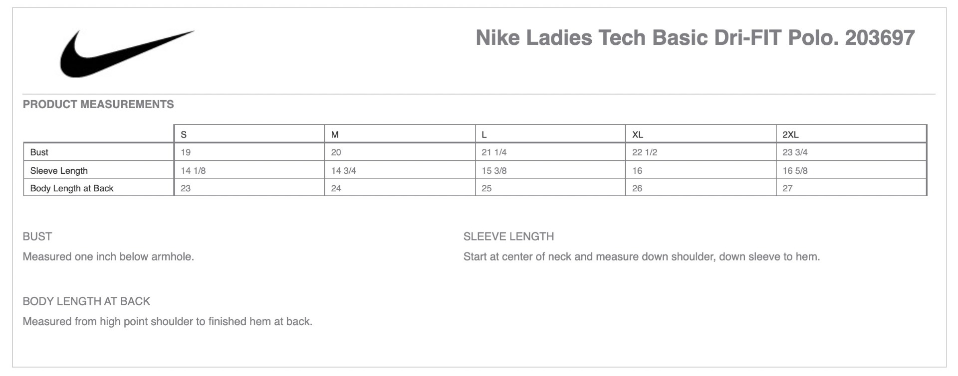 Sizing Chart
