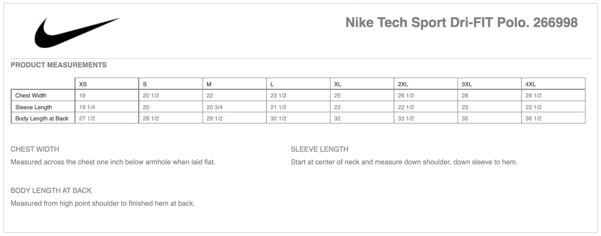 Sizing Chart