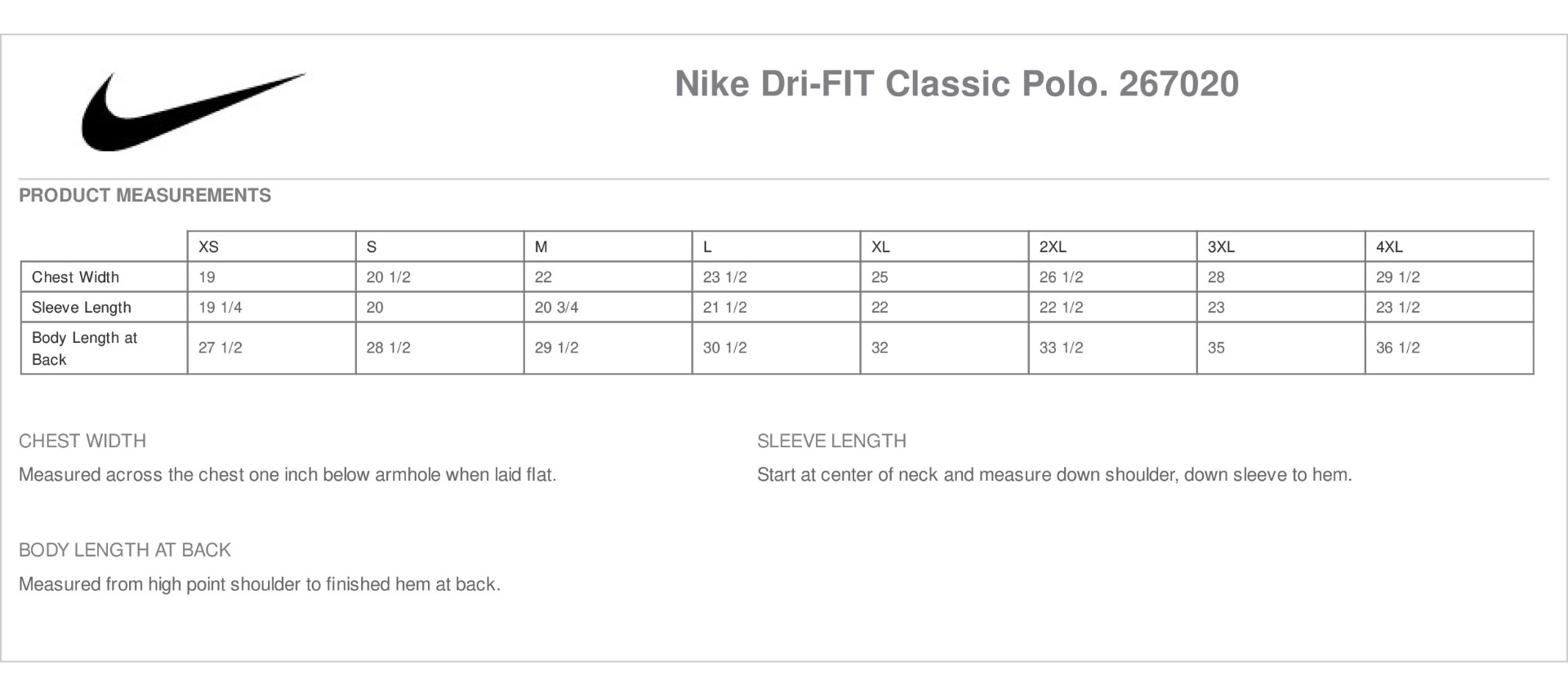 Sizing Chart