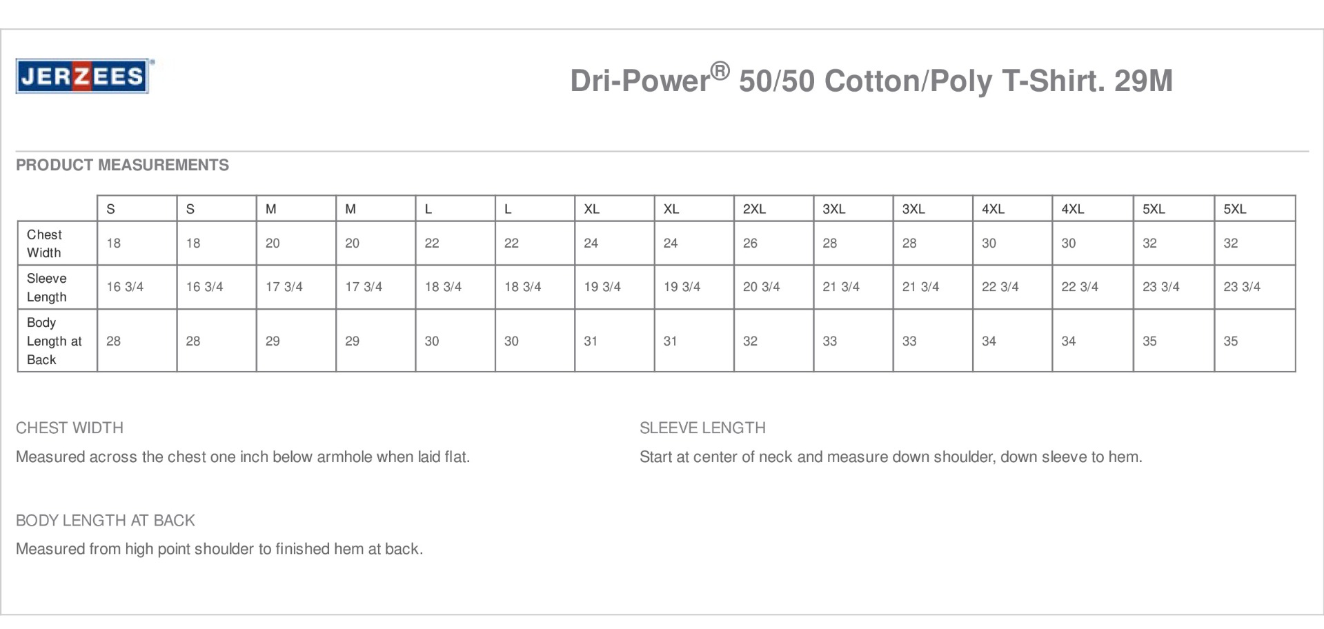 Sizing Chart