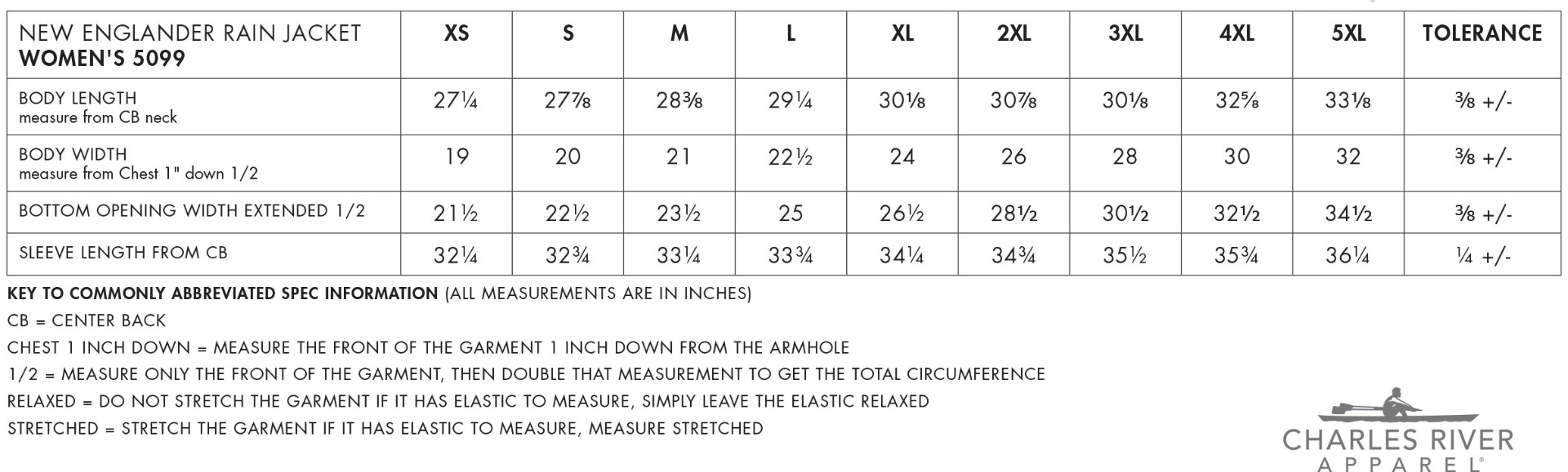 Sizing Chart