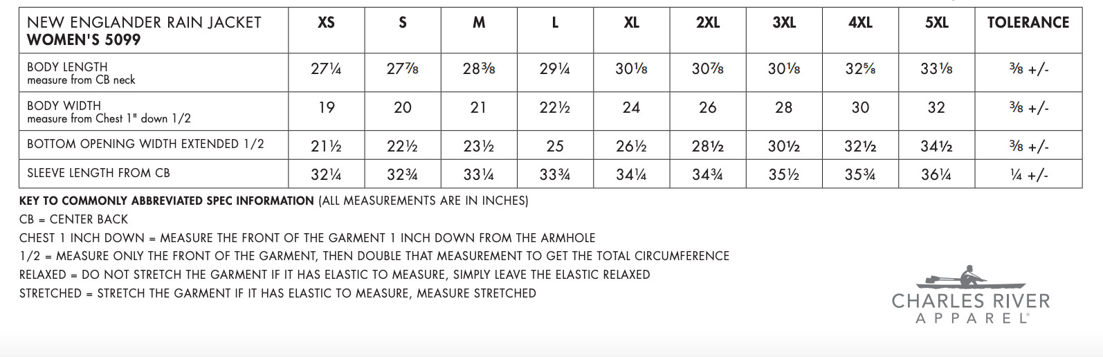 Sizing Chart