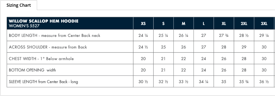 Sizing Chart