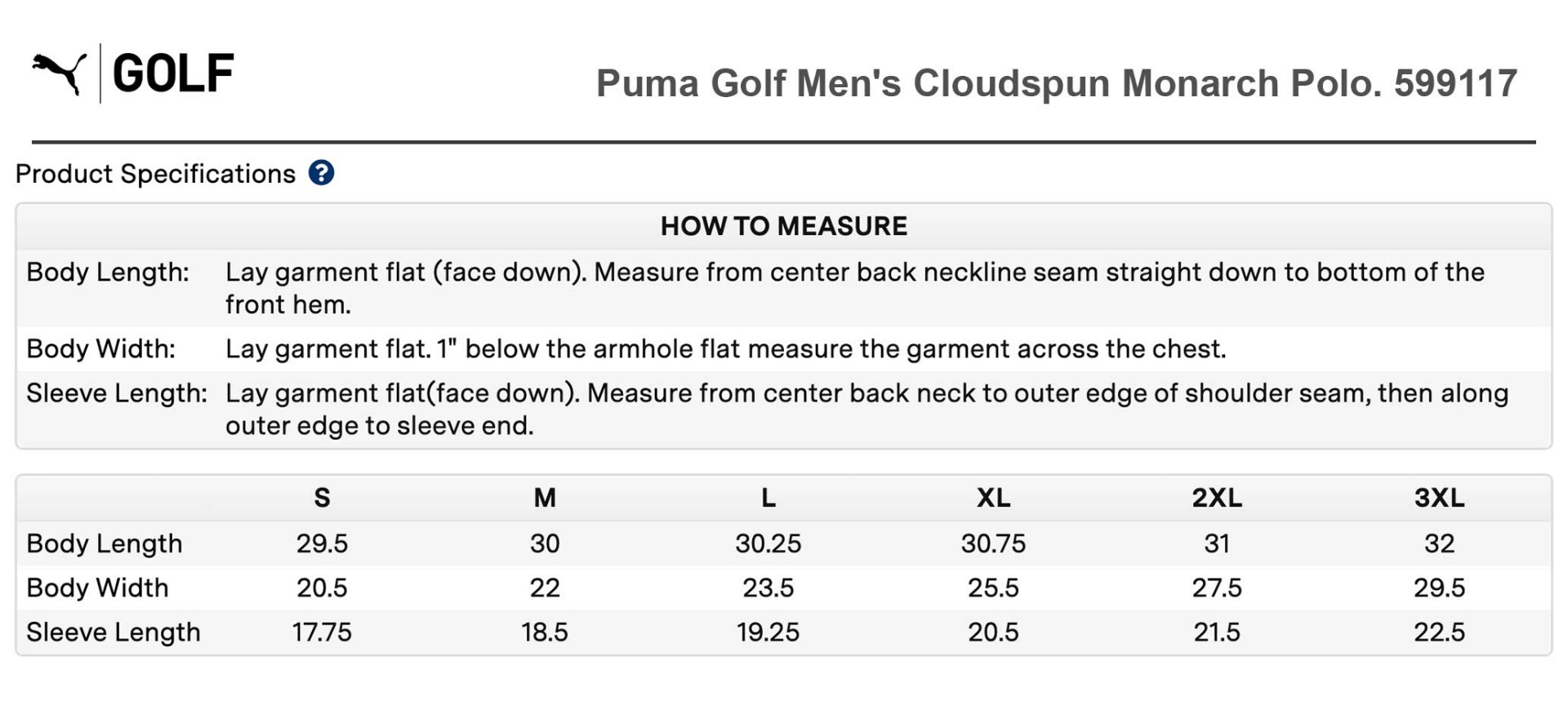 Sizing Chart