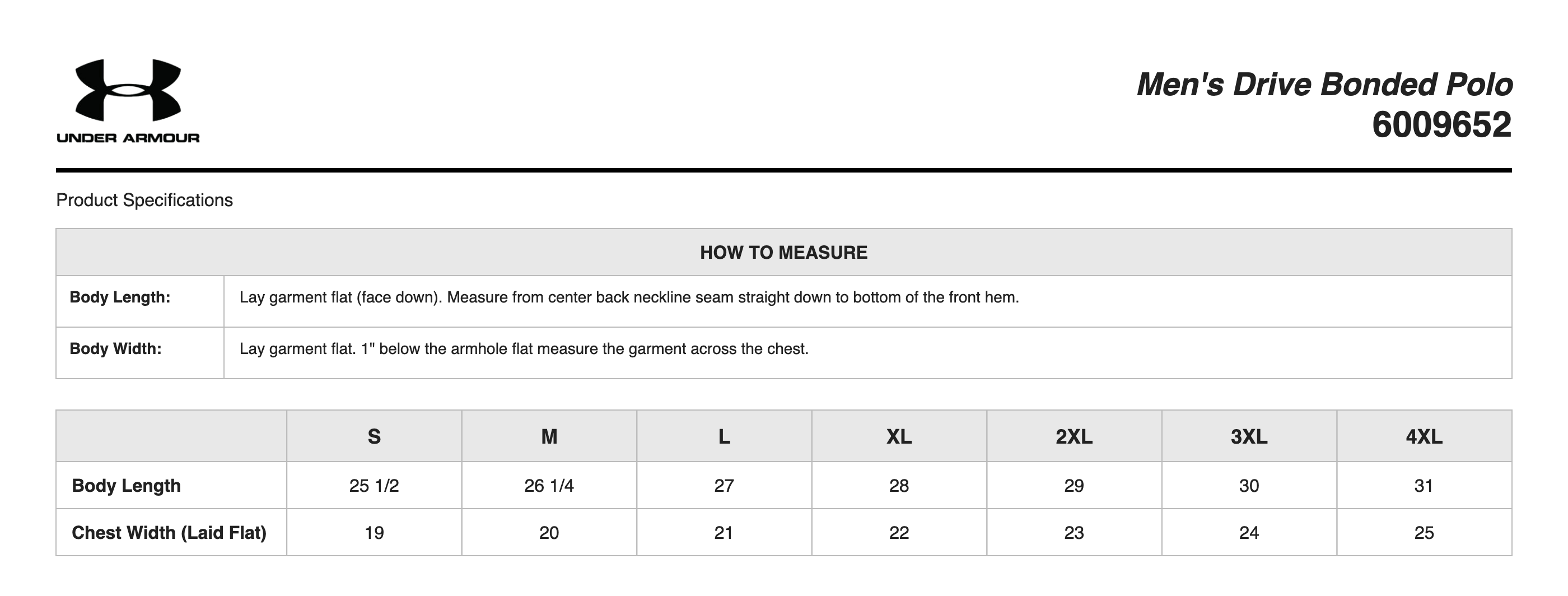 Sizing Chart