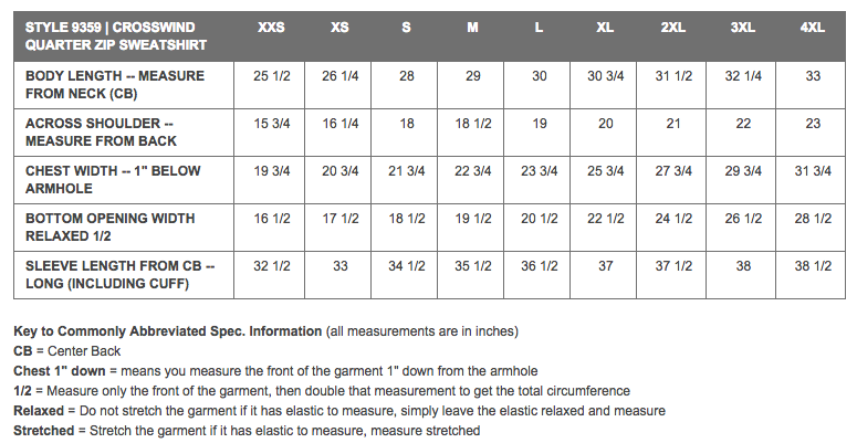 Sizing Chart