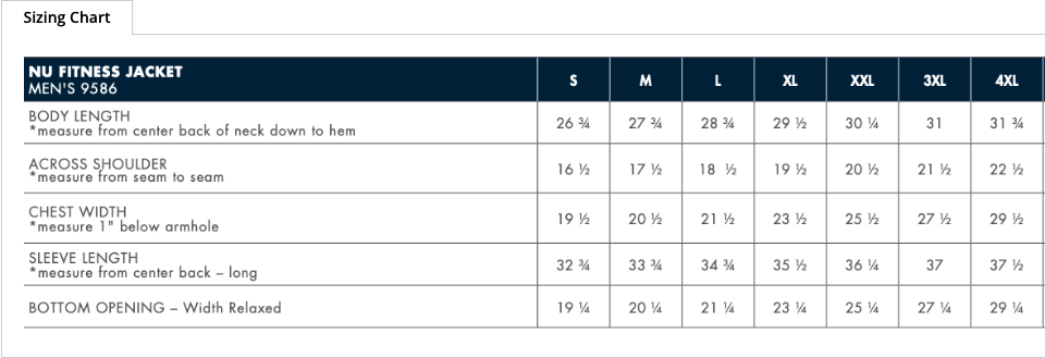 Sizing Chart