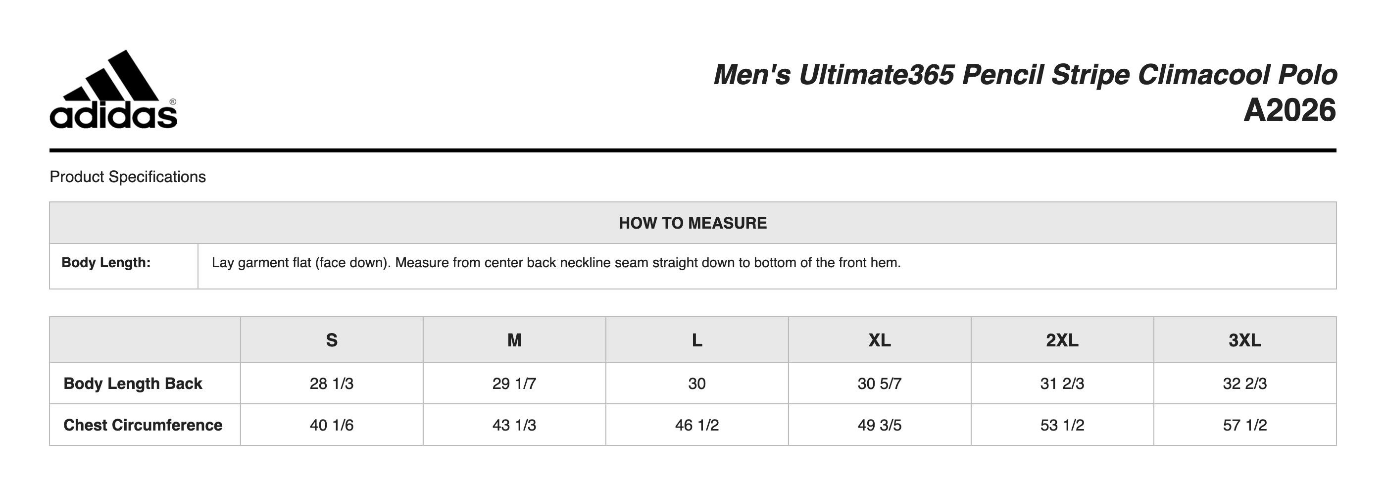 Sizing Chart