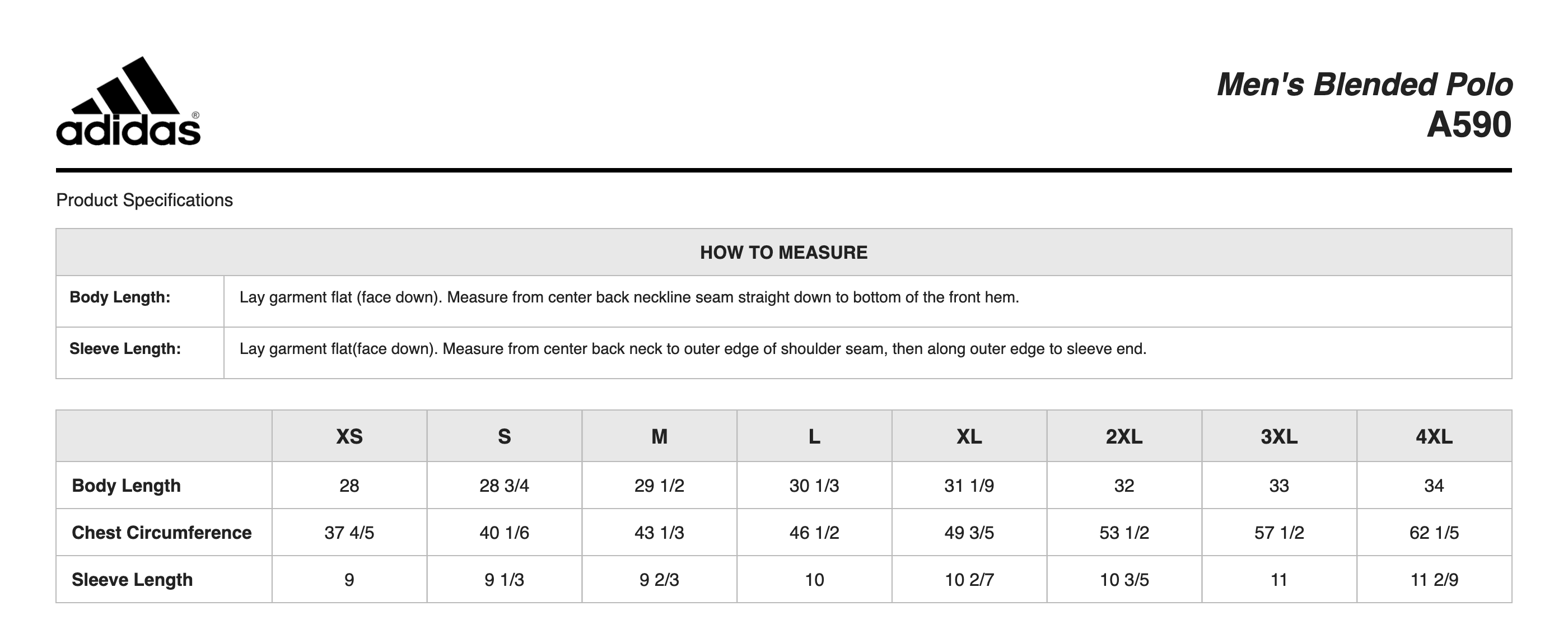 Sizing Chart