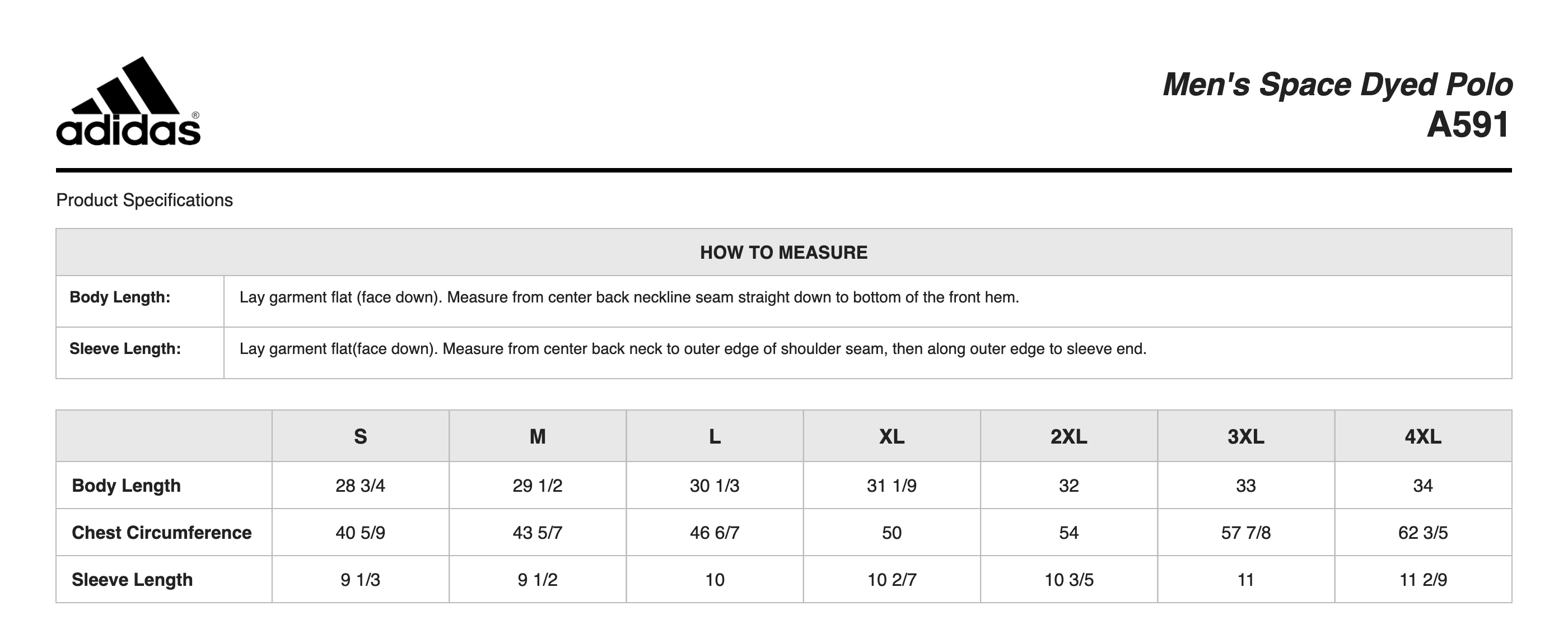 Sizing Chart
