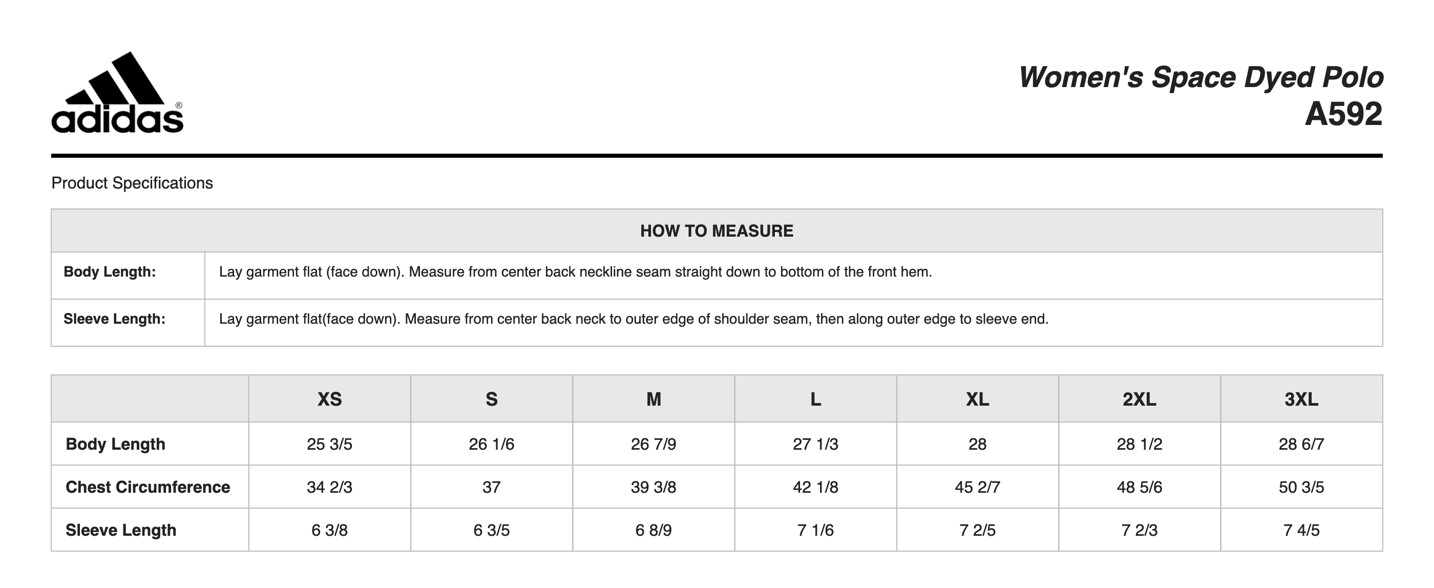 Sizing Chart