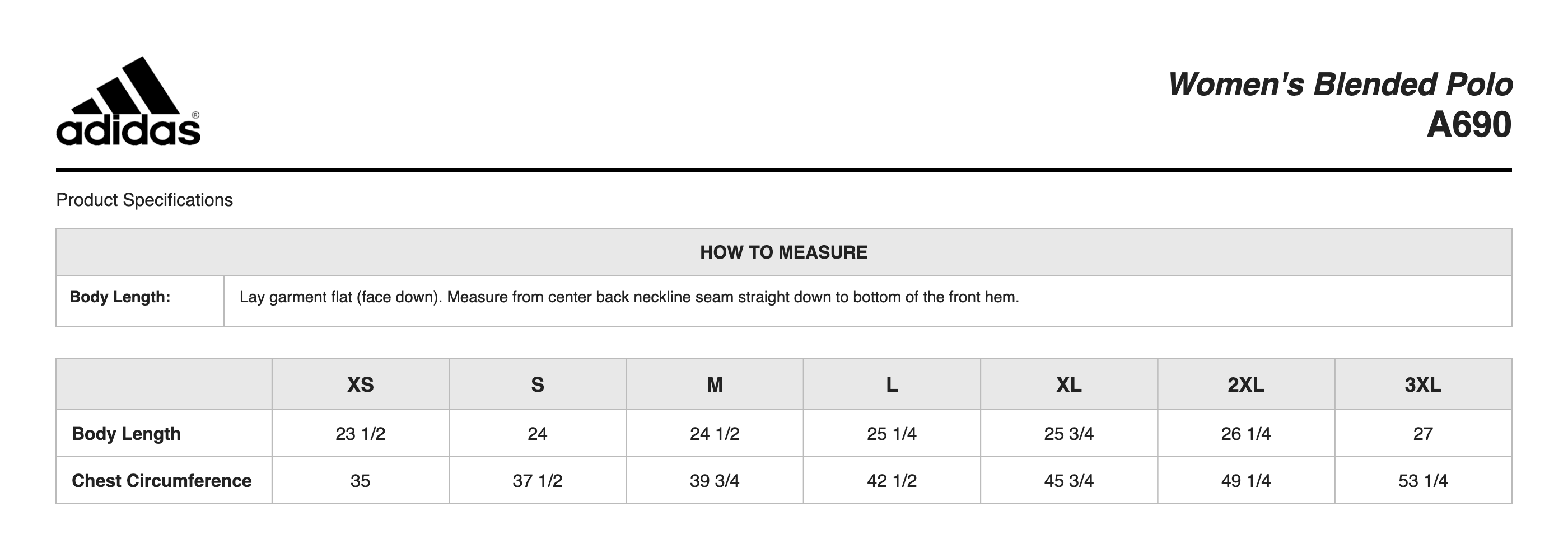 Sizing Chart