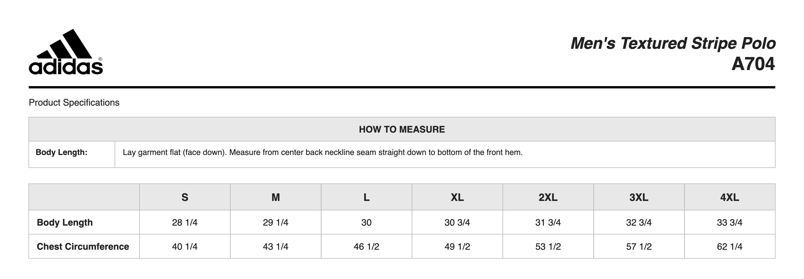 Sizing Chart