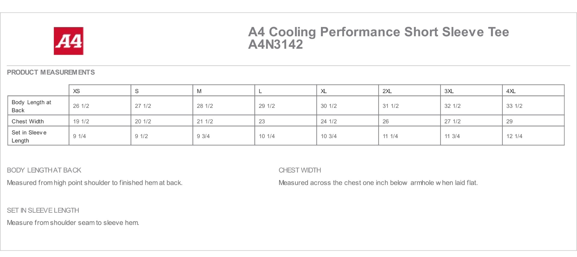 Sizing Chart