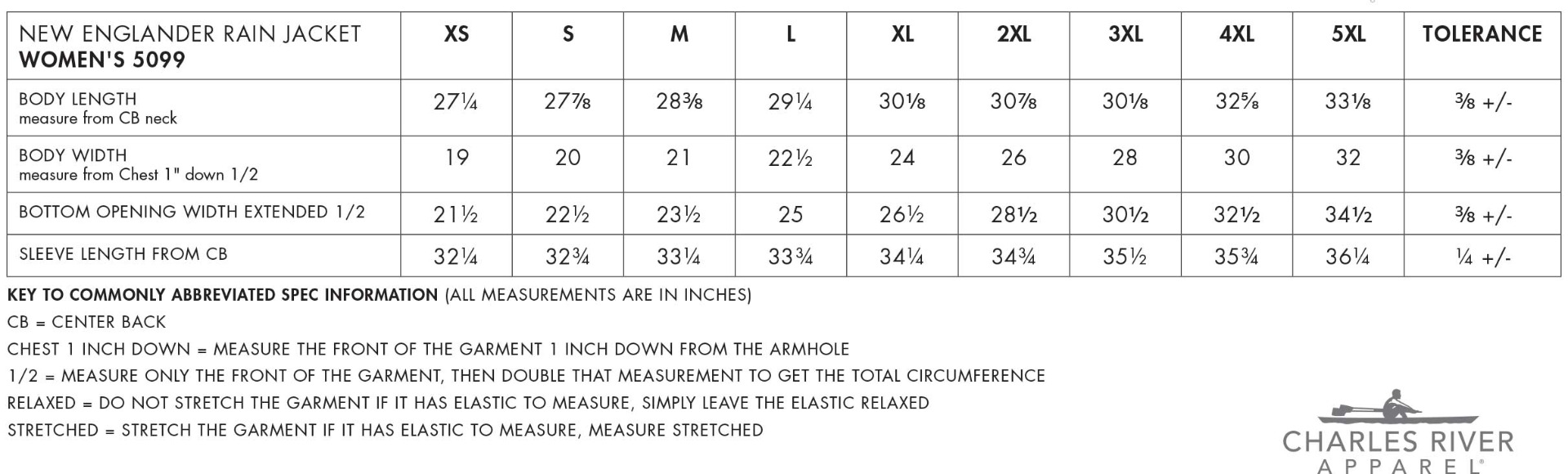 Sizing Chart