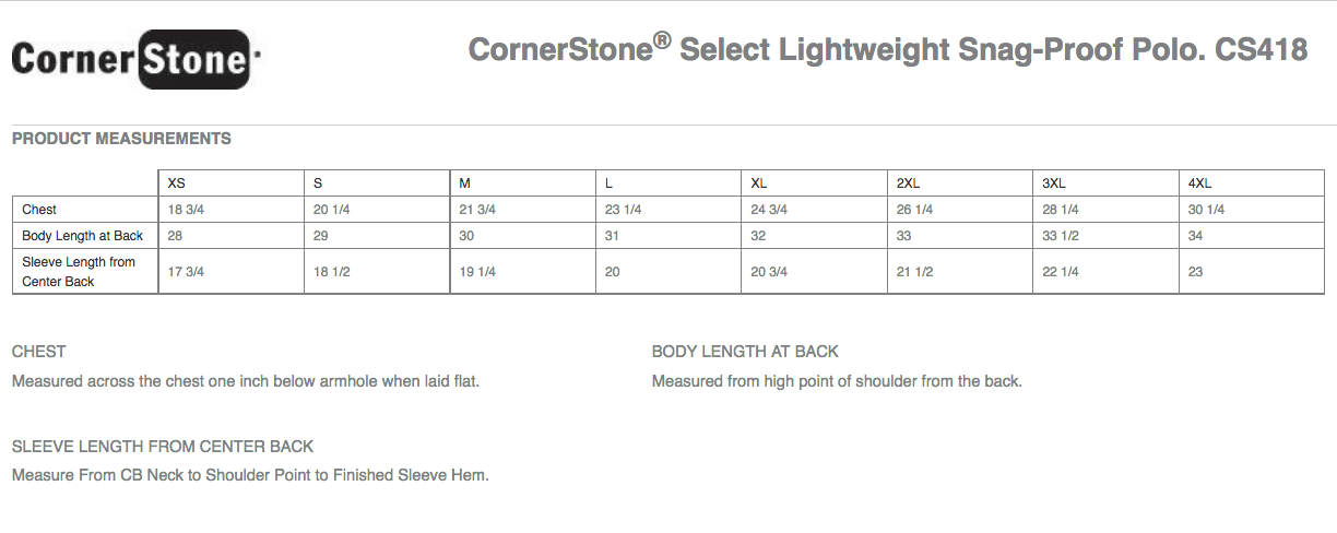 Sizing Chart