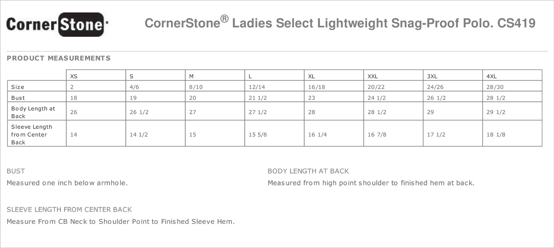 Sizing Chart
