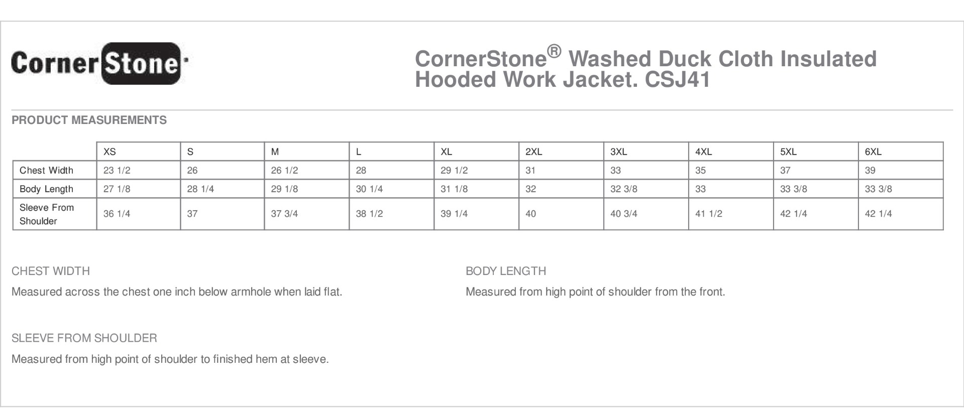 Sizing Chart