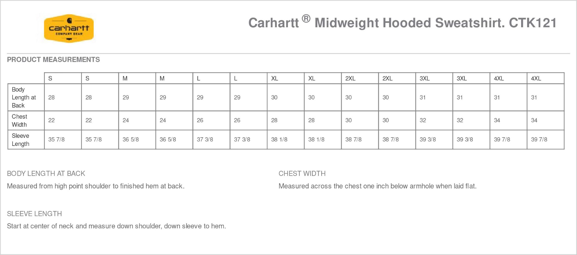 Sizing Chart