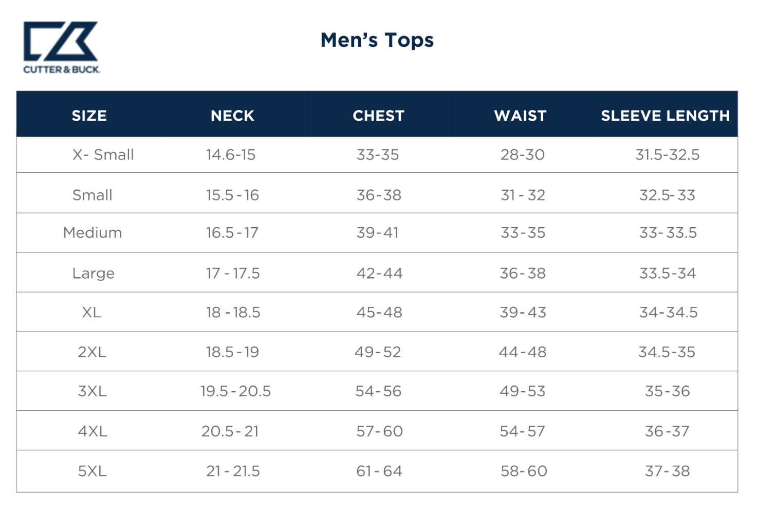 Sizing Chart
