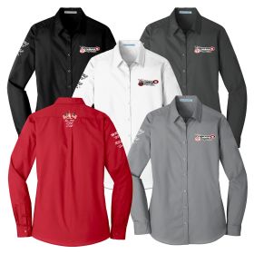 Ladies' Long Sleeve Carefree Poplin Shirt. LW100 - EMB/4 LOC.