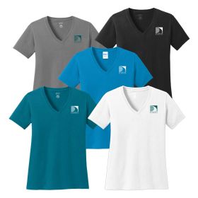 Ladies' Short Sleeve Cotton V-Neck Tee. LPC54V