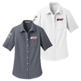 Ladies' Short Sleeve SuperPro&trade; Oxford Shirt. L659