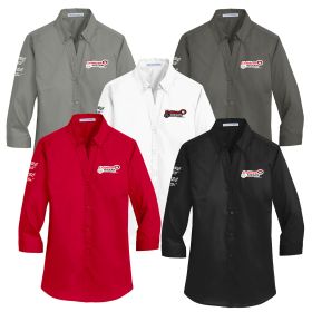 Ladies' 3/4-Sleeve SuperPro&trade; Twill Shirt. L665
