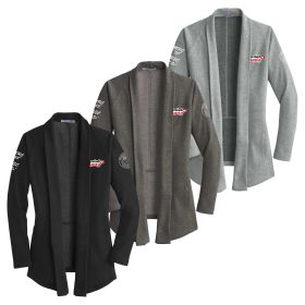 Ladies' Interlock Cardigan. L807 - EMB/ 4 LOC.