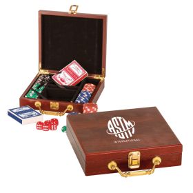 Rosewood Finish 100 Chip Poker Set (Sold Individually). PKR01-Rosewood