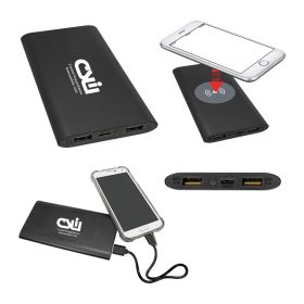 8000MAH Power Bank & Wireless Charger with USB-C Cord. PWR801C-BLACK