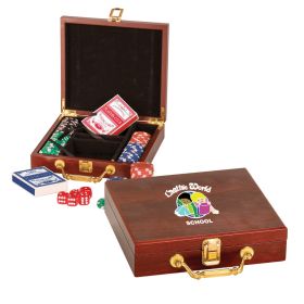 Rosewood Finish 100 Chip Poker Set (Sold Individually). PKR01-Rosewood