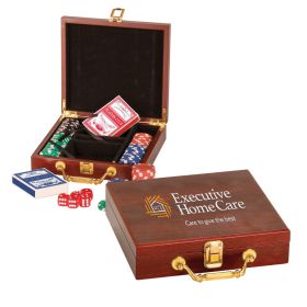 Rosewood Finish 100 Chip Poker Set (Sold Individually). PKR01-Rosewood