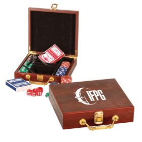 Rosewood Finish 100 Chip Poker Set (Sold Individually). PKR01-Rosewood