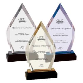 EMPLOYEE OF - ENGRAVED - 9" Fusion Diamond Impress Acrylic with Black Glass Base (Sold Individually). IMP118