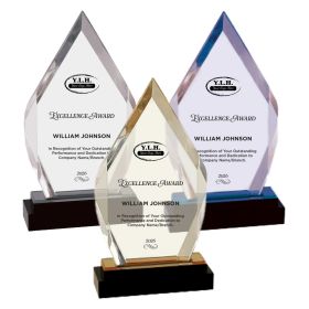 EXCELLENCE - FULL COLOR - 9" Fusion Diamond Impress Acrylic with Black Glass Base (Sold Individually). IMP118