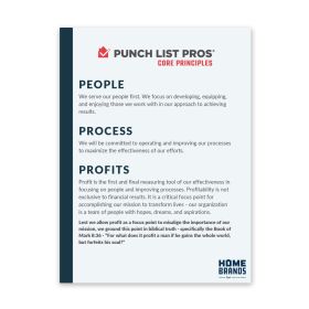 Punch List Pros - Core Principles Poster 18x24 (Sold Individually).
