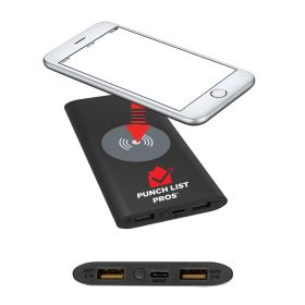 Punch List Pro - 8000MAH Power Bank & Wireless Charger with USB-C Cord. PWR801C-BLACK