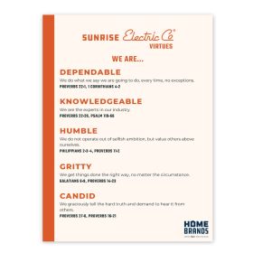 Sunrise Electric - Virtues Poster 18x24 (Sold Individually).