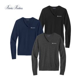 Brooks Brothers Womens Washable Merino V-Neck Sweater. BB18411 EMB/LC