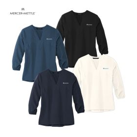 Mercer+ettle Women's Stretch Crepe 3/4-Sleeve Blouse. MM2011 EMB/LC
