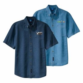 Men's Short Sleeve Denim Shirt. SP11 - EMB/LC
