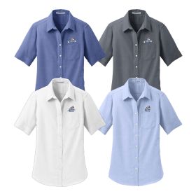 Ladies' Short Sleeve SuperPro&trade; Oxford Shirt. L659
