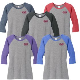 District Women's Perfect Tri 3/4-Sleeve Raglan. DM136L - DF/LC