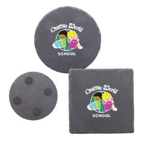4" Slate Coasters in Round or Square (LOTS OF 6). 1545/1544