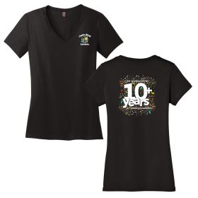 10 YEARS - Ladies' V-Neck Tee. DM1170L - DF/LC/FB